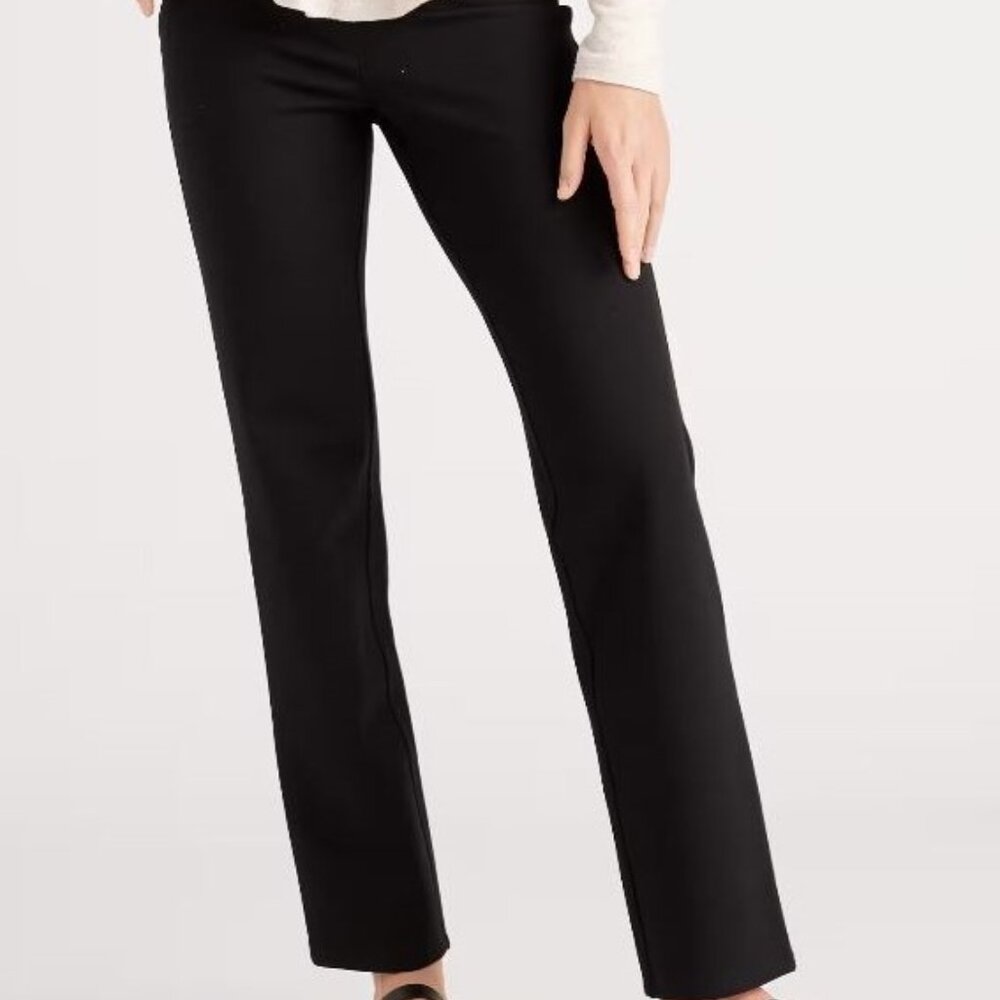 Quince- Petite Small/X small Stretch Ponte slimming Black Straight Leg Pants -